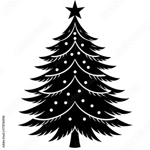 christmas tree silhouette vector illustration,icon,Santa characters,Holiday t shirt,Hand drawn trendy Vector illustration,christmas on black background