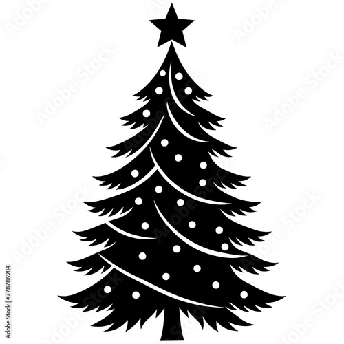 christmas tree silhouette vector illustration,icon,Santa characters,Holiday t shirt,Hand drawn trendy Vector illustration,christmas on black background