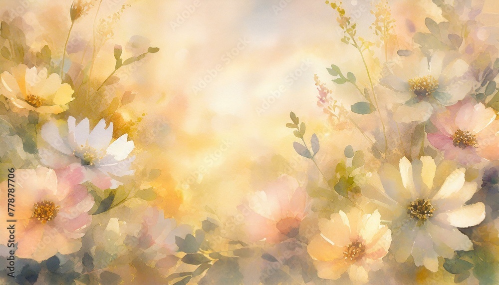 colorful floral frame floral background watercolor illustration