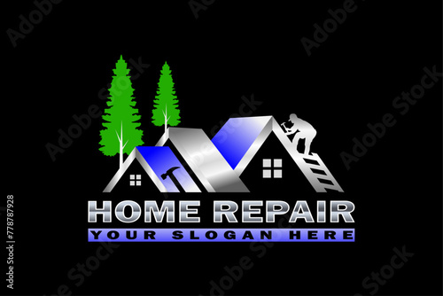 Home service, home repair, Construction Building logo design template