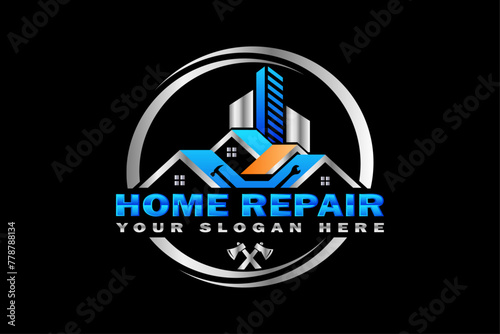 Home service  home repair  Construction Building logo design template