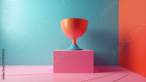 Creative Trophy Concept in Minimalist Style, Surrealistic Fantasy Achievement, Clean Photographic Look
