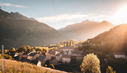 village de montagne dans les pyrenees ariegeoises dans le sud ouest de la france photo