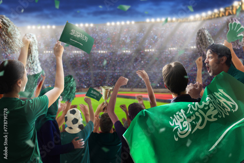 Saudi Arabia football team supporter on stadium.