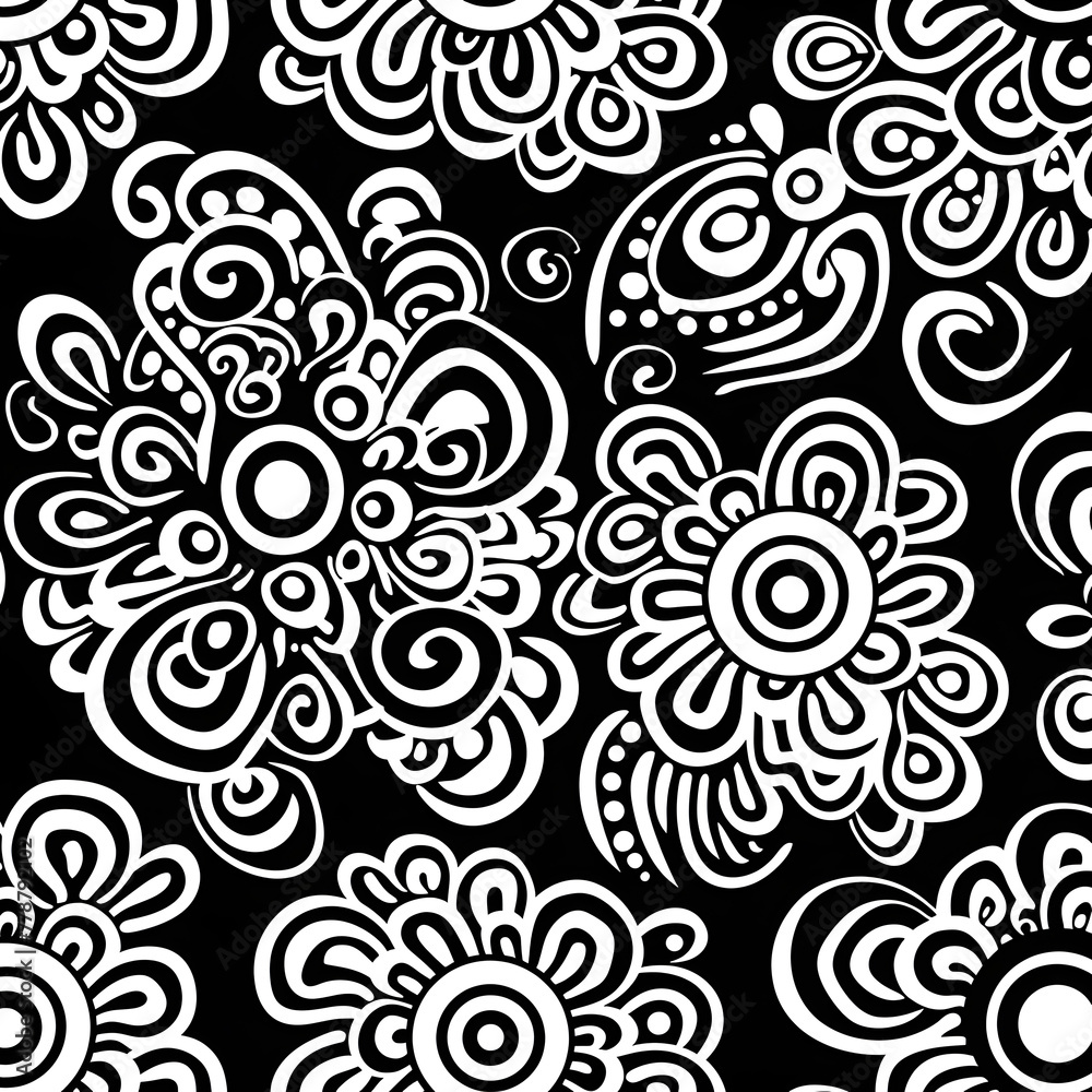 Fototapeta premium black and white seamless pattern ai generative 