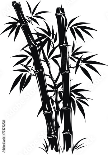 Bamboo silhouette on white background  Black bamboo stems Vector illustration
