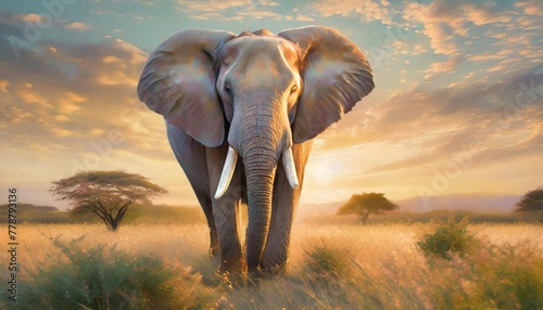 whimsical elephant in signature art style showcasing the animal s gentle and majestic presence