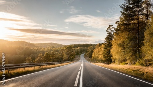 landscape of road in countryside with forests