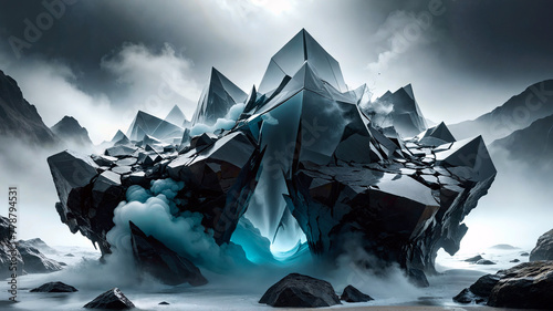 Towering Crystal Peaks in Frozen Landscape photo