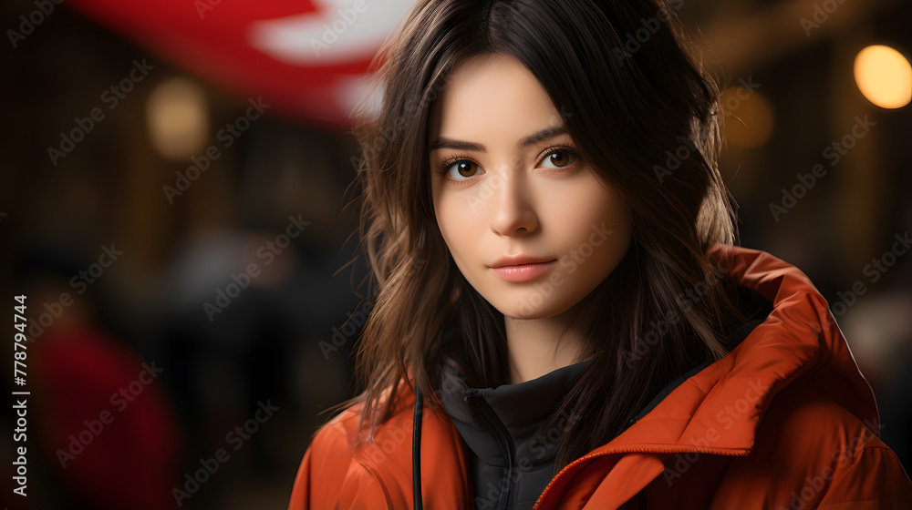 Naklejka premium Portrait of a Japanese Person with Cultural Backdrop.