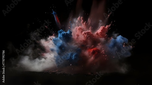 Powerful explosion of neon colorful dust 