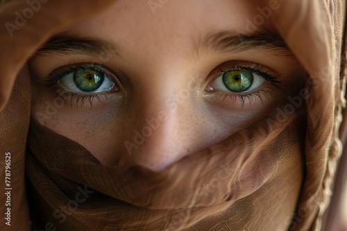 Wallpaper Mural Close up of beautiful green eyes under an brown hijab Torontodigital.ca