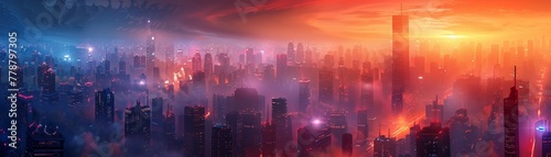 Cybernetic desert city, glowing, dusk, hightech arid urbanity , vibrant color photo