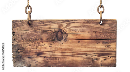 Wooden planks hanging retro vintage style. Isolated wooden board