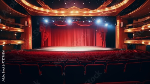 Onboard the cruise ship, a theater serves as a maritime entertainment venue, providing passengers with a variety of shows and performances. 