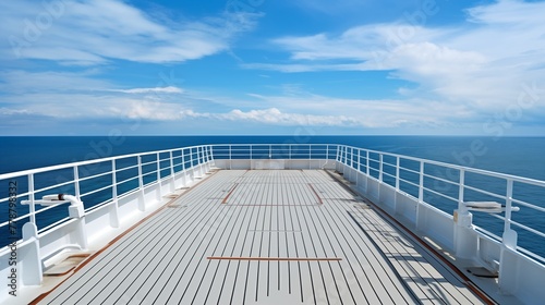 Passenger deck on ferry boats serves as the seagoing transport area, providing maritime travelers with space to relax and enjoy the journey.
 photo