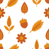 Autumn seamless pattern with plants