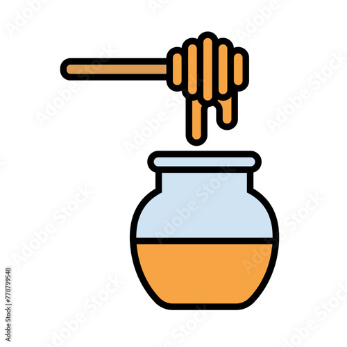 Honey jar and honey Dipper icon. Vector.