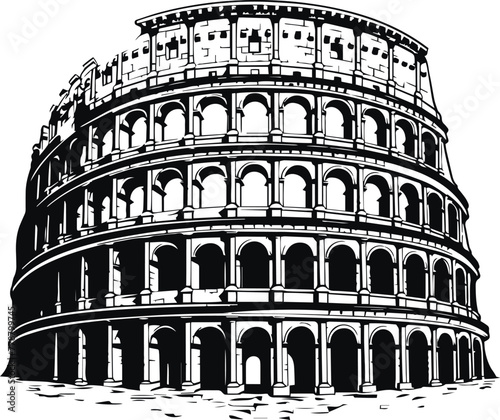 Ancient Colosseum, Ancient temple, Ancient columns vector illustration 