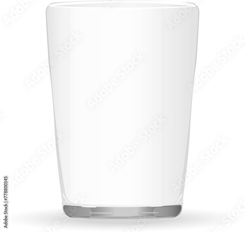 Glass, realistic glass tumbler isolated on white background with shadow. Vector, cartoon illustration.