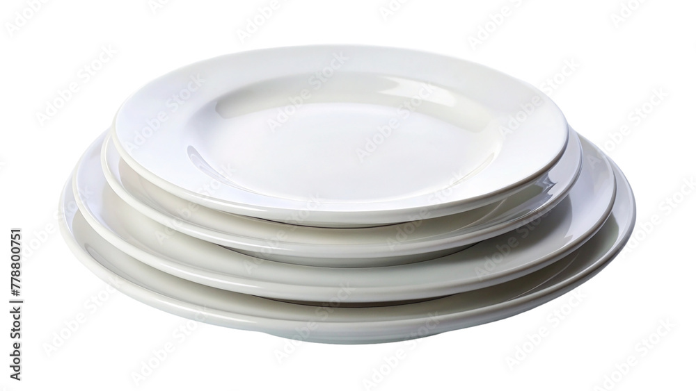 Set of white plates isolated on transparent background. Set of white plates isolated on transparent background.