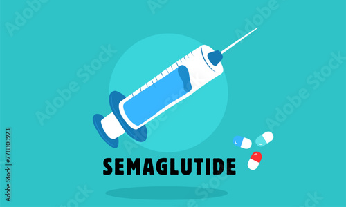 Semaglutide Ozempic injection control blood sugar levels vector.