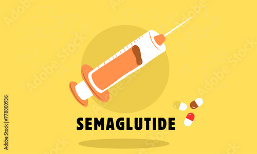 Semaglutide Ozempic injection control blood sugar levels vector.