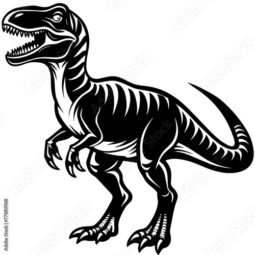 dinosaur illustration, black dinosaur silhouette vector illustration,icon,svg,monster characters,Holiday t shirt,Hand drawn trendy Vector illustration,dinosaur on black background © SK kobita