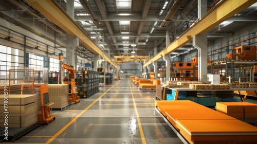 Modern furniture factory. Automated furniture production.