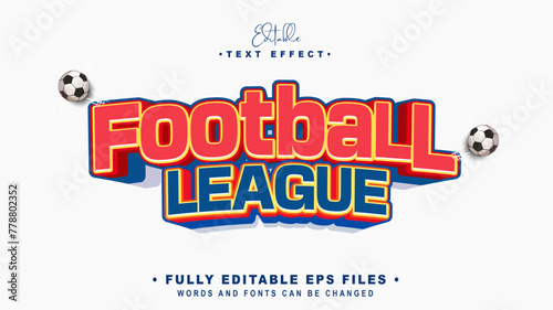 editable football league text effect.typhography logo