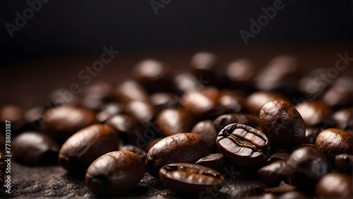 coffee beans on black background, ai generated
