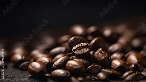 coffee beans on a black background, ai generated