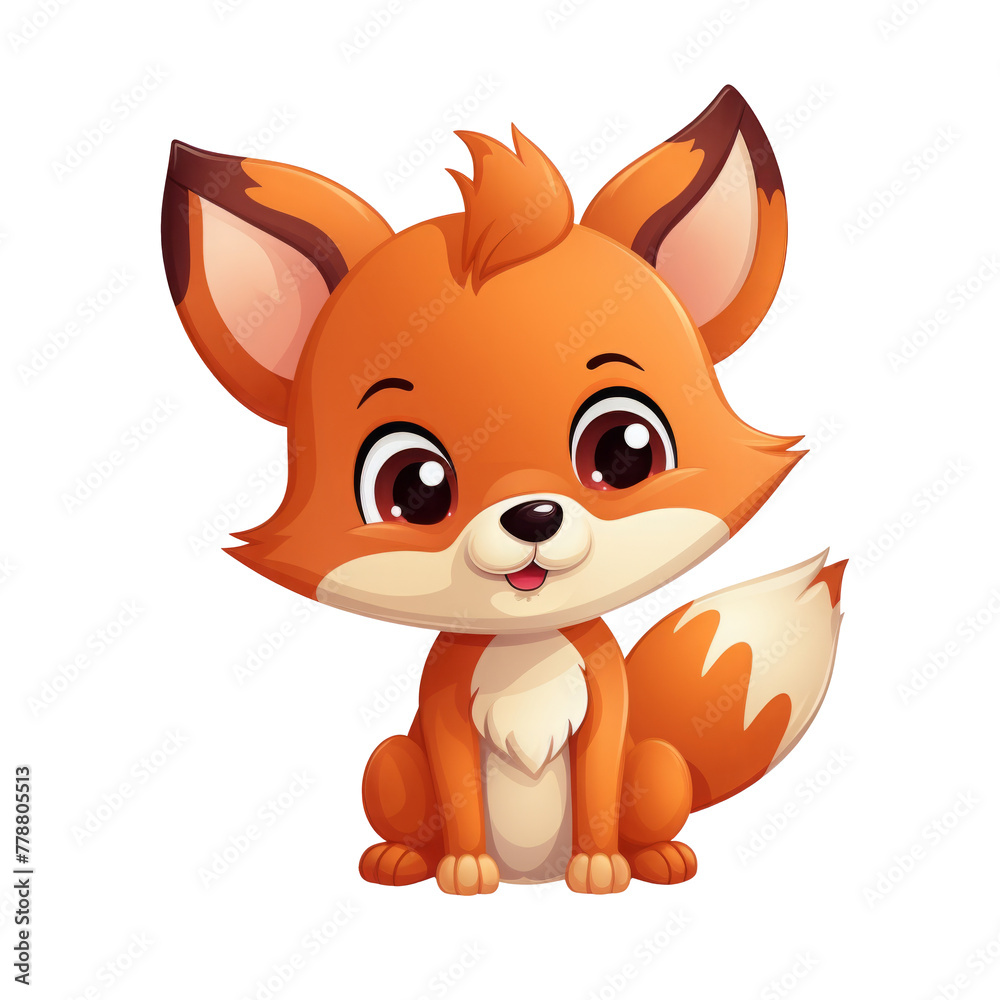 cartoon fox looking isolated on white