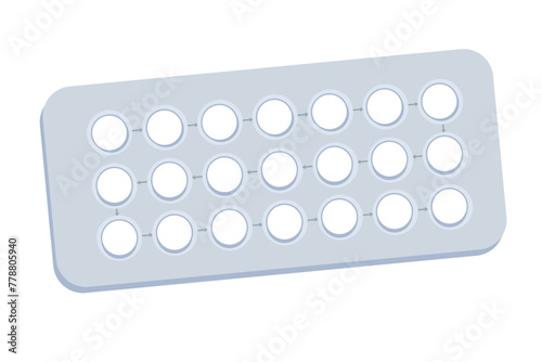 Birth control pills. Isolated Illustration on white background, design element