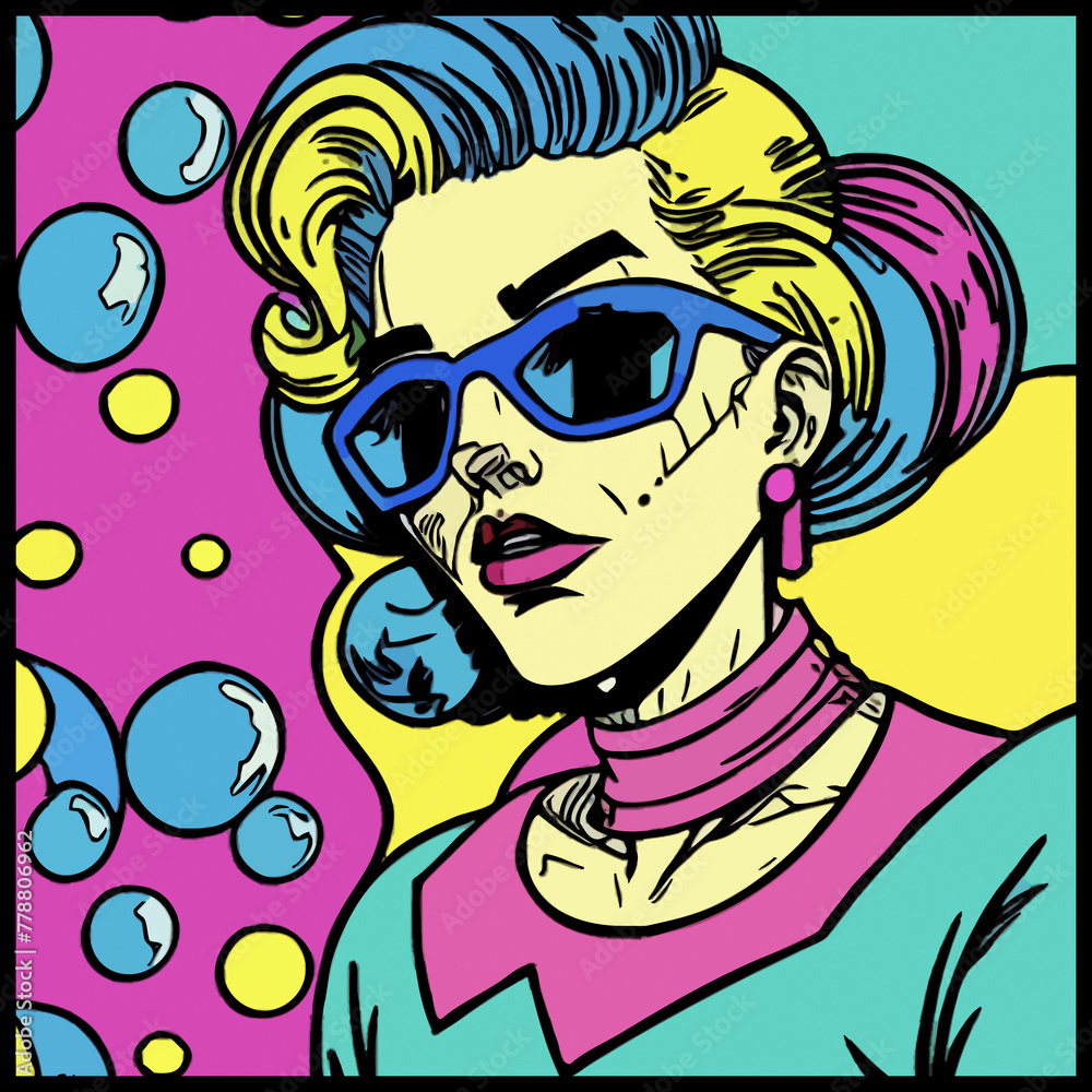 Naklejka premium Pin-up illustration. For use in graphics, logos, T-shirt prints. Generated by Ai