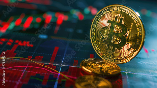 Bitcoin Halving Financial Market Concept, Abstract Financial Market Graph Background
