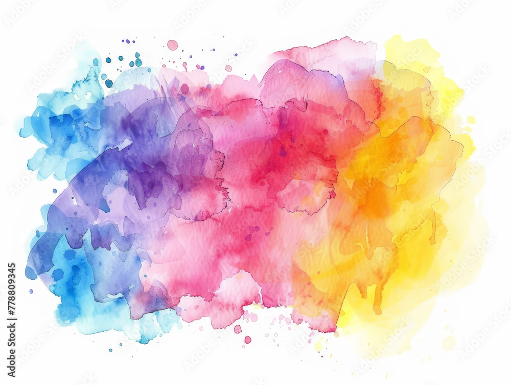 A colorful watercolor painting with a rainbow background