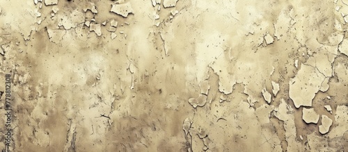 A closeup image of a dirty wall covered in various stains resembling brown liquid, mold, and soil. The natural materials such as wood and grass add to the grimy appearance