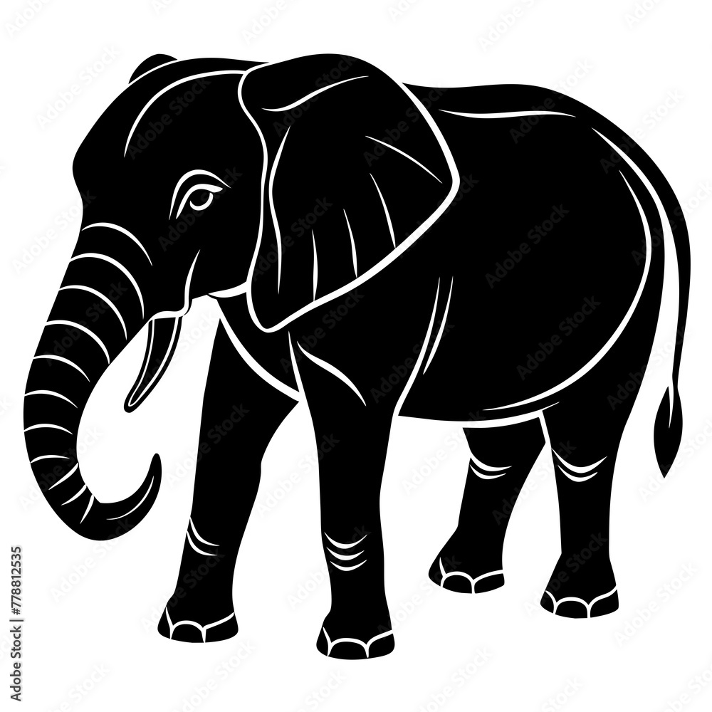 elephant isolated on white, black elephant silhouette vector illustration,icon,svg,pet,elephant characters,Holiday t shirt,Hand drawn trendy Vector illustration,elephant on black background