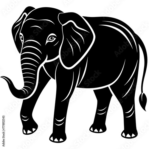 elephant isolated on white  black elephant silhouette vector illustration icon svg pet elephant characters Holiday t shirt Hand drawn trendy Vector illustration elephant on black background