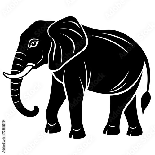 elephant isolated on white  black elephant silhouette vector illustration icon svg pet elephant characters Holiday t shirt Hand drawn trendy Vector illustration elephant on black background