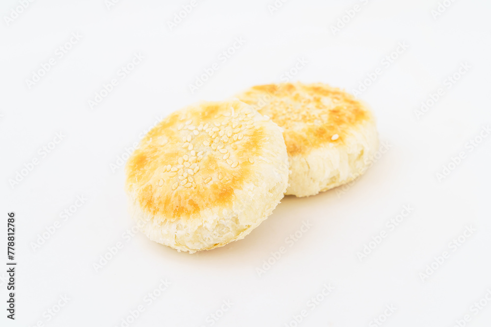 Chinese pastry mung bean cake on white background Chinese pastry mung bean cake on white background