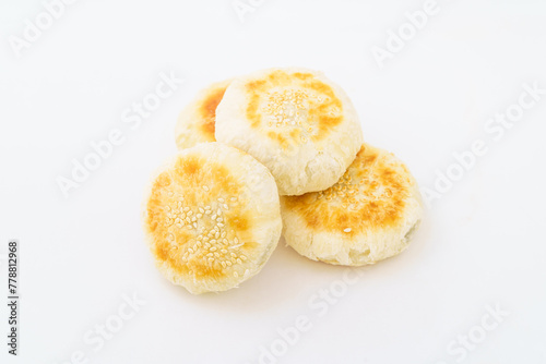 Chinese pastry mung bean cake on white background