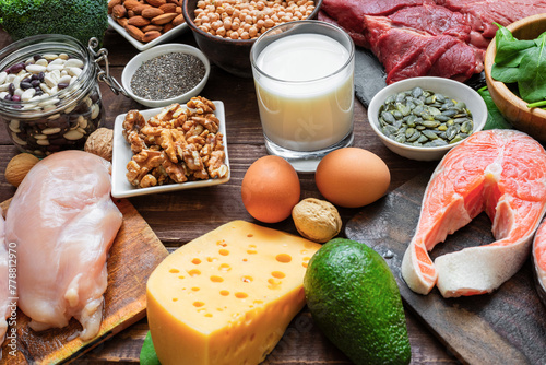 Fotografie High vegetable and animal protein food sources