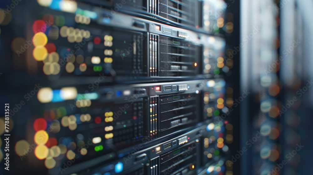 Close-Up of Mainframe Storage Servers in Data Center, Mainframe Servers at the Heart of Cloud Network Close-Up of Mainframe Storage Servers in Data Center, Mainframe Servers at the Heart of Cloud Network