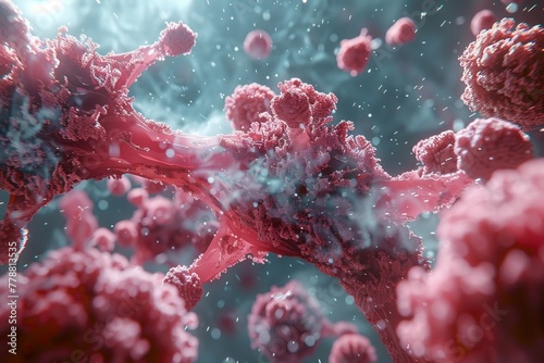 Cancer growth in human respiratory system. 3d illustration