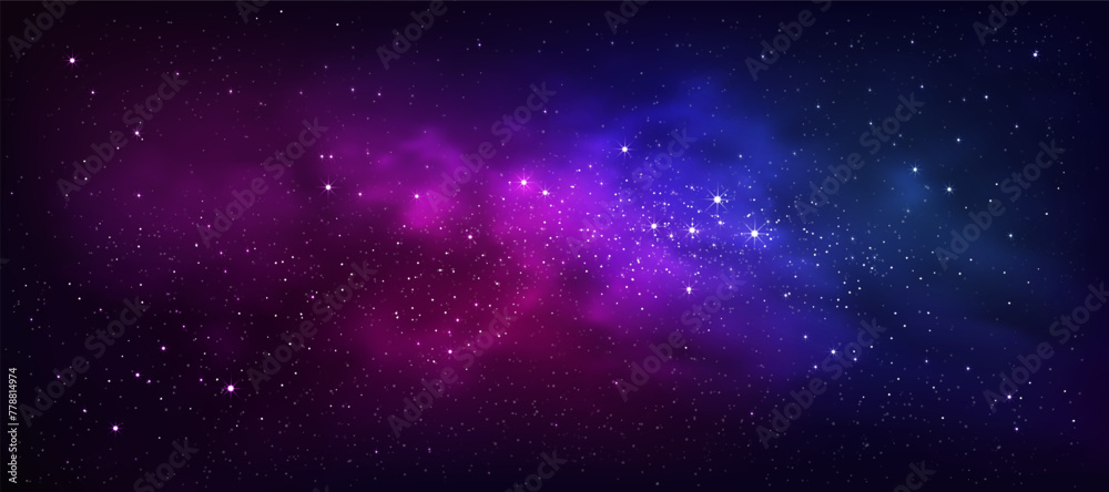 Sky Galaxy,Cloud with Nebula and Stars at Dark Night Background,Vector Universe filled with Starry in Dark Blue Sky,Beautiful Nature Star field with Milky Way,Horizon banner colorful cosmos, stardust