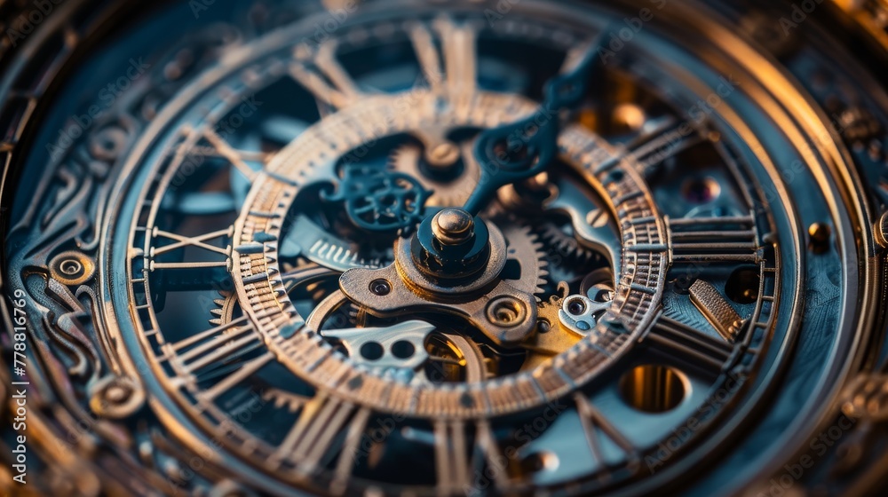 A clock with gears turning smoothly