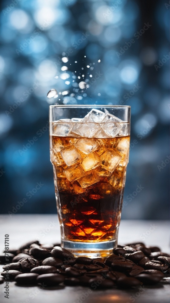 glass of cola with ice glass of cola with ice