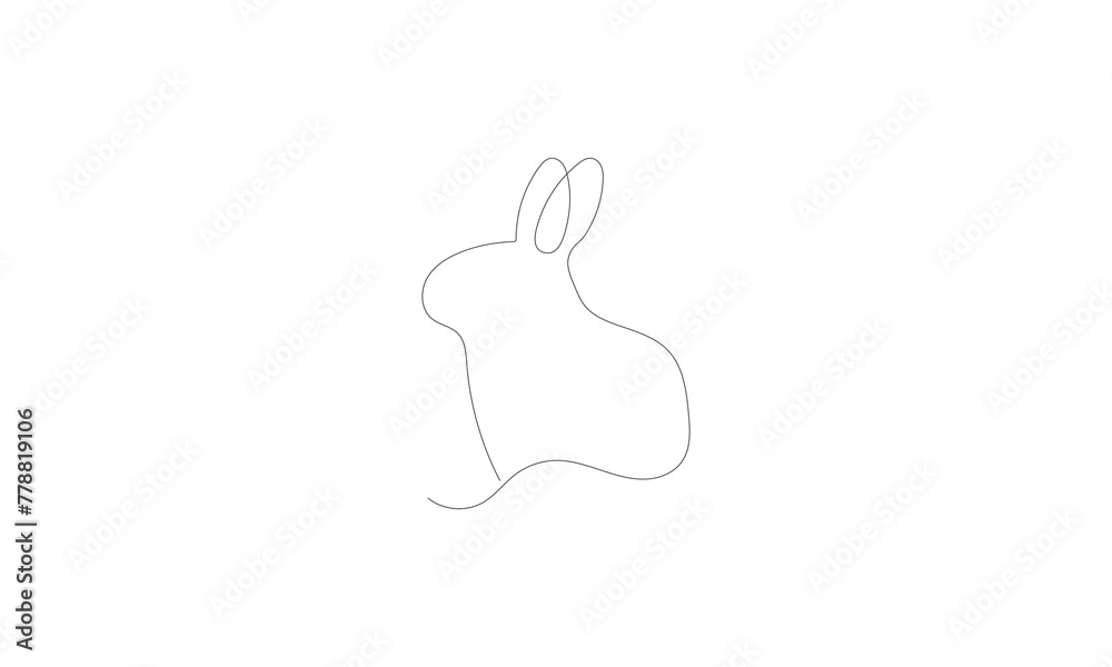 An Easter Bunny illustration in one continuous line. lovely rabbit silhouette with ears in a straightforward, basic style for a web banner and greeting card with a spring theme. An Easter Bunny illustration in one continuous line. lovely rabbit silhouette with ears in a straightforward, basic style for a web banner and greeting card with a spring theme.